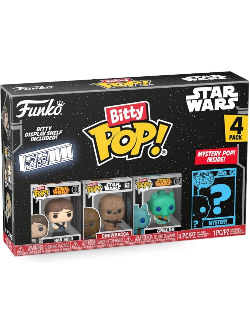 Star Wars Funko Bitty POP! 4-Pack - Han Solo, Chewbacca & More Collectibles